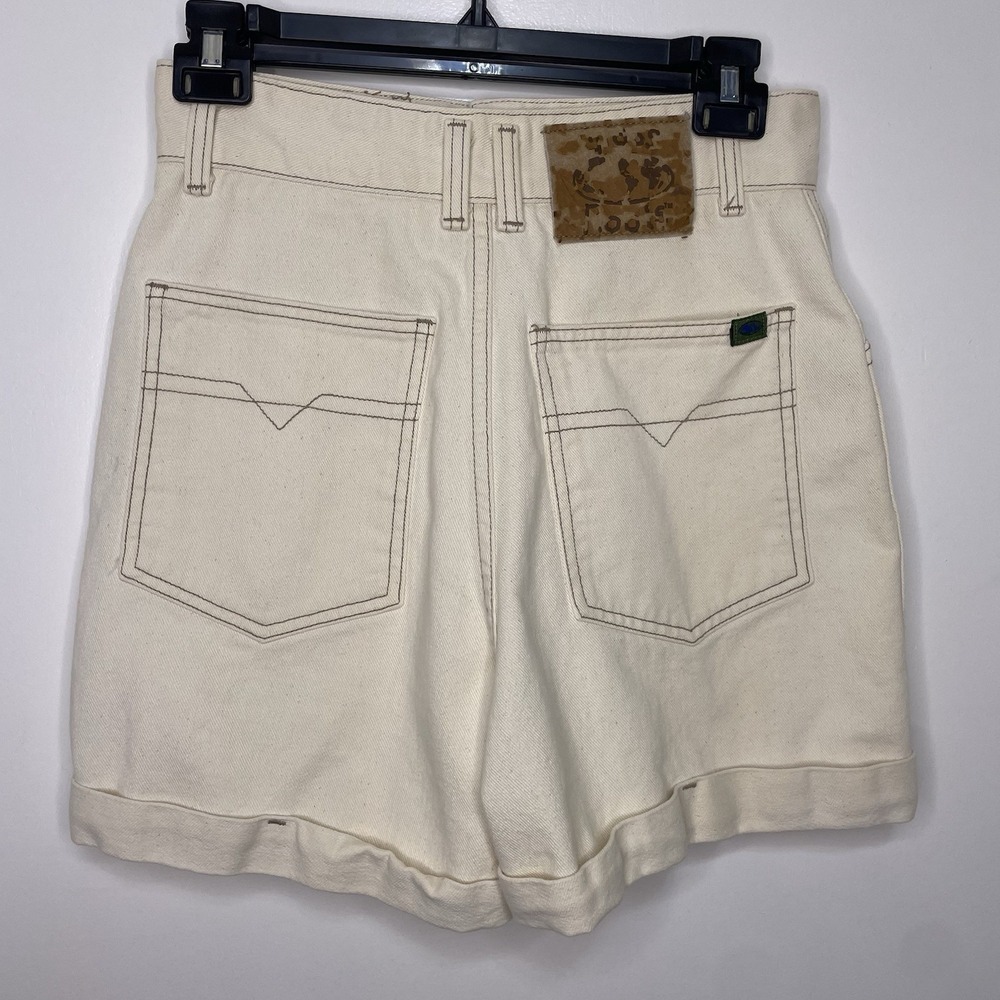 GRASS ROOTS Women Ivory Denim Shorts Sz 5/6 100% Cotton High Rise Roll Hem USA - Picture 2 of 16